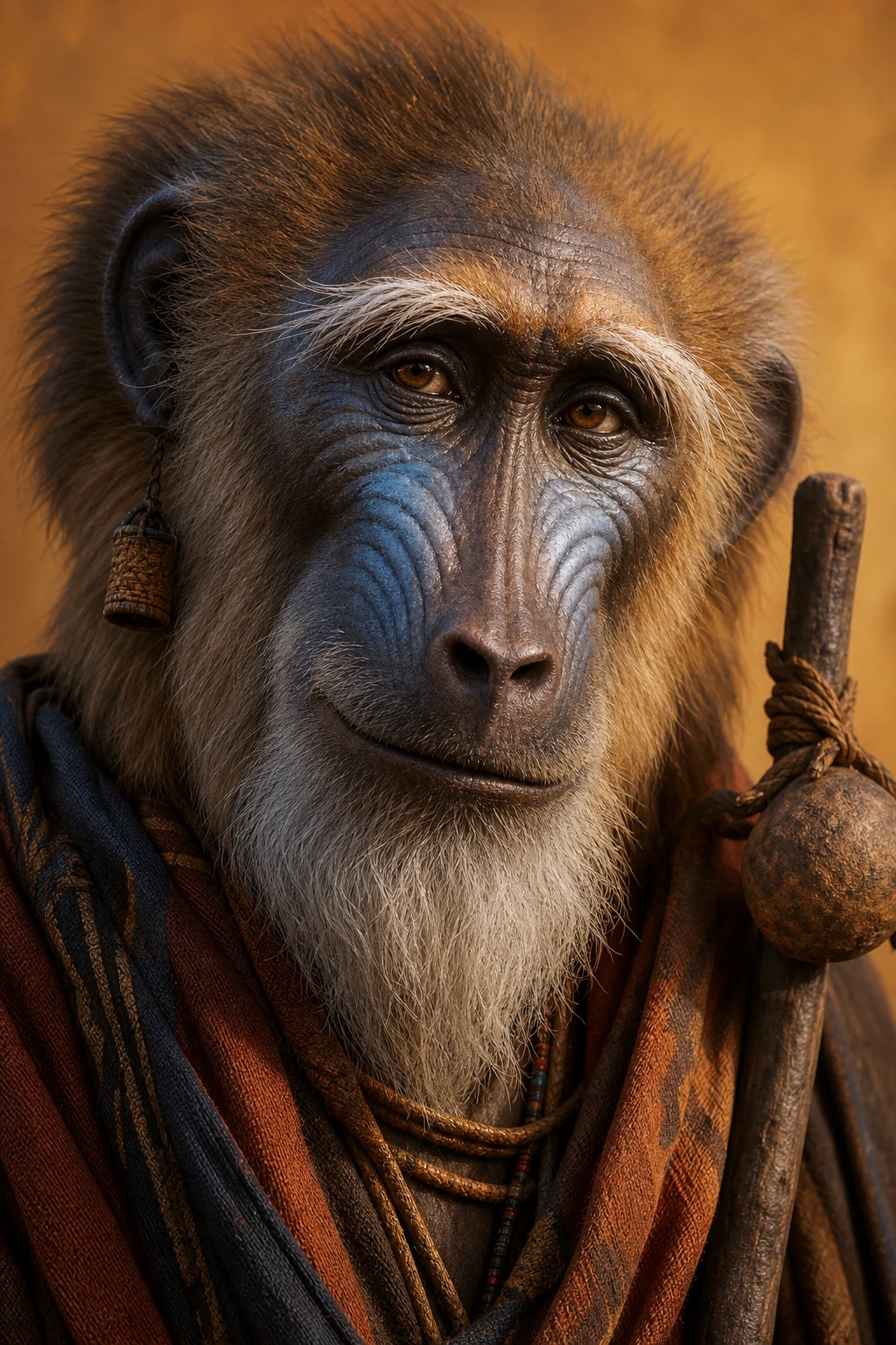 Babu Fig the Baboon Griot close-up portrait