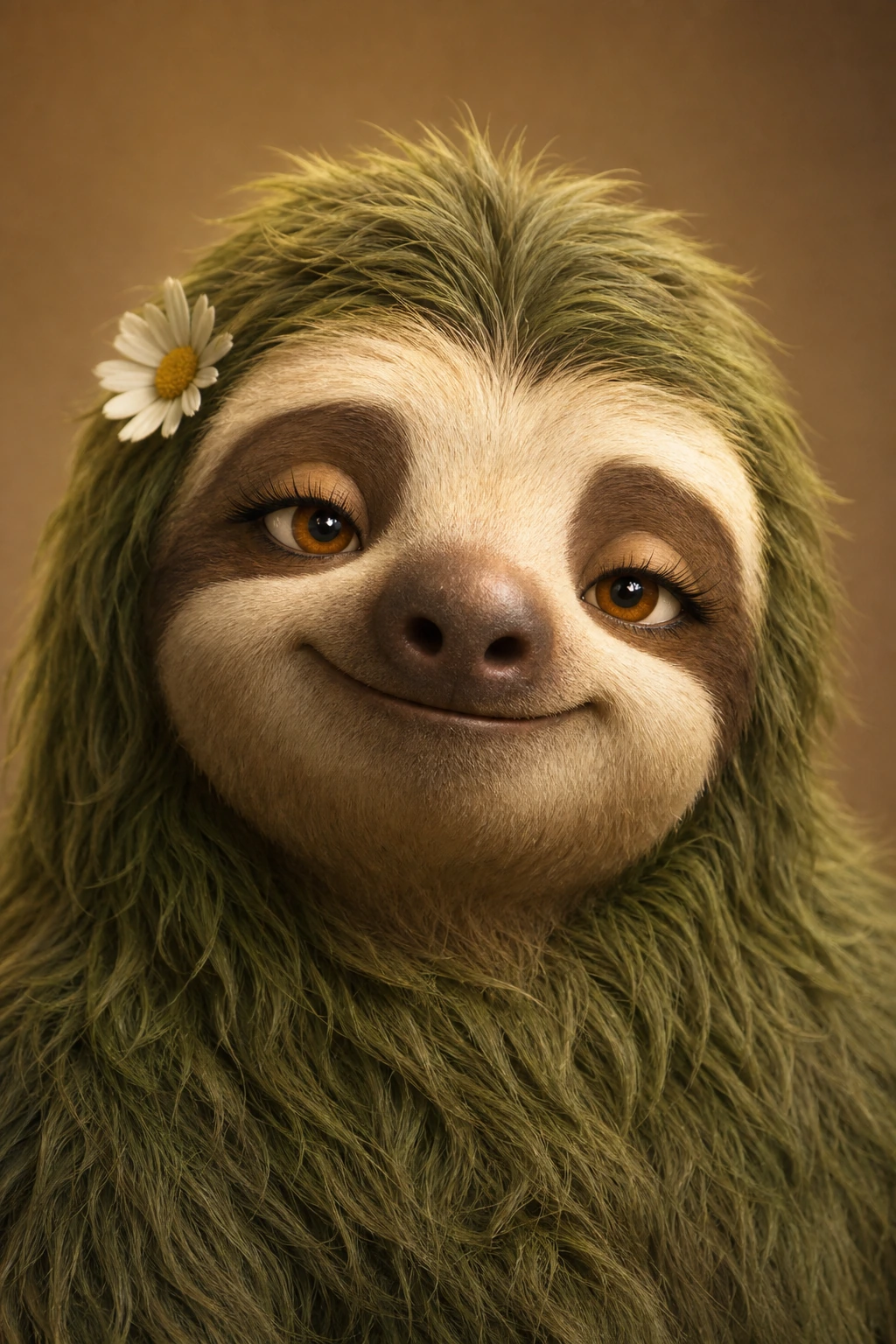 Poko the Sloth close-up portrait
