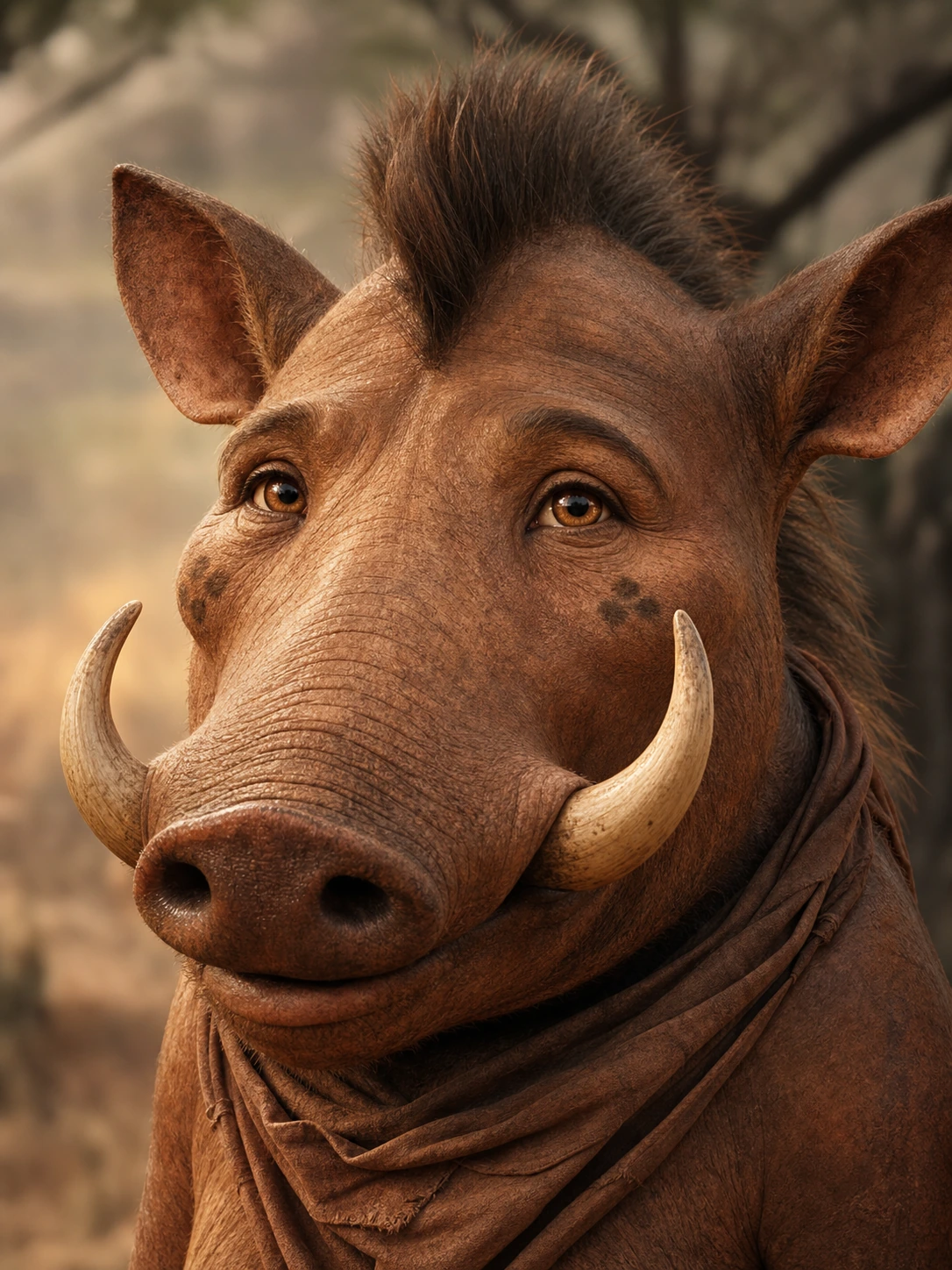 Puku the Warthog close-up portrait