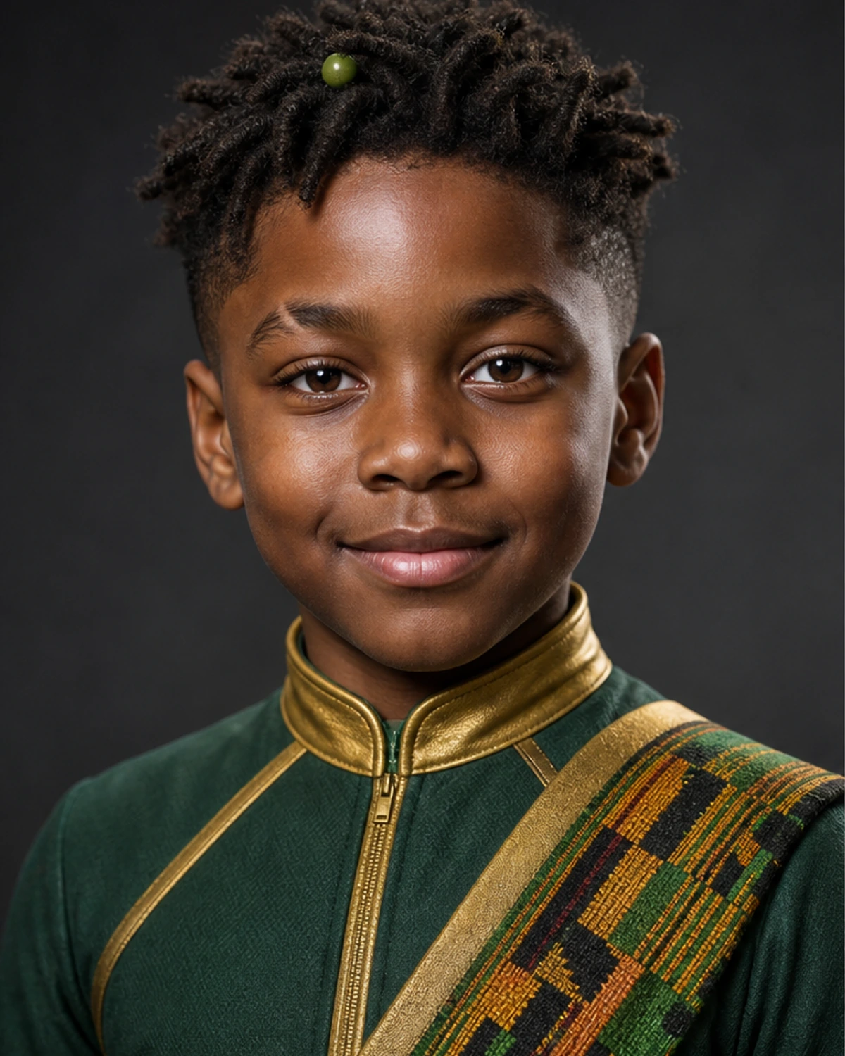 Green Bolt Kwame close-up portrait